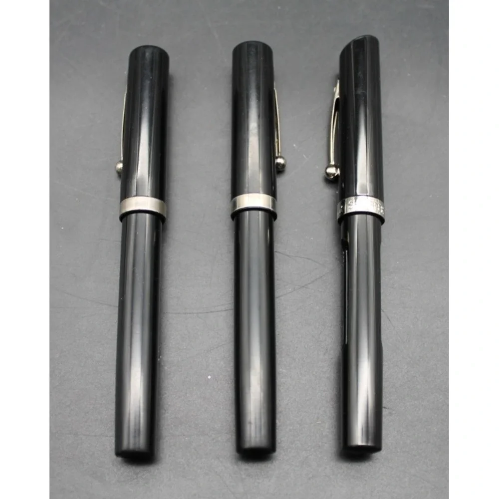 Lot of 3 Sheaffer Fountain Pens Black w Silver Trim Vintage Style